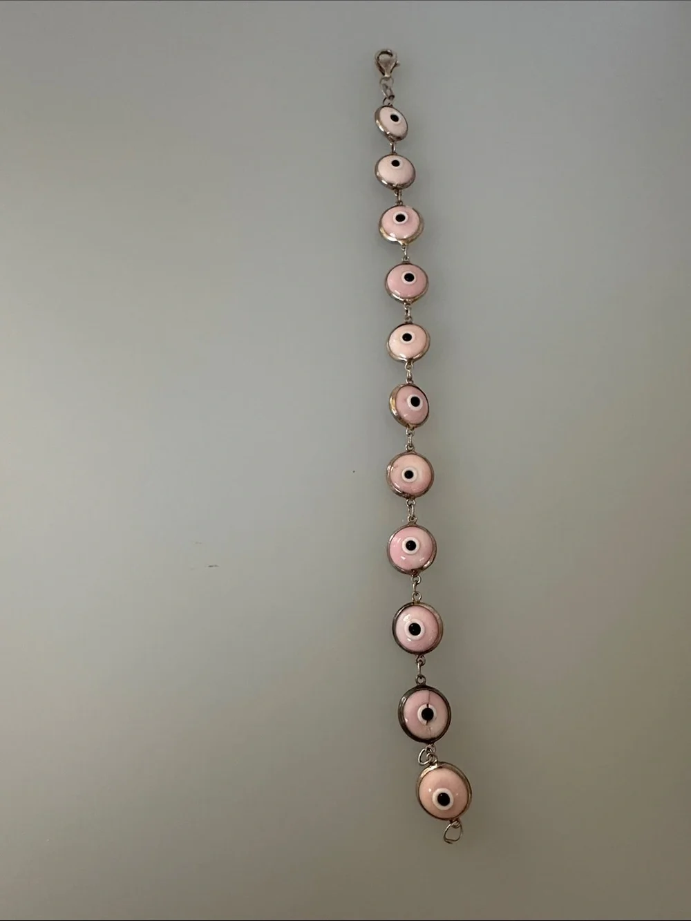 925 Sterling silver Pink Muranum glass Eye Link Bracelet